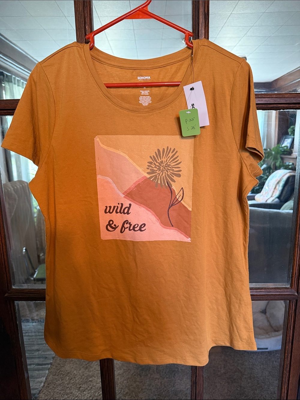 Sonoma Mustard Short Sleeve Tee with 'Wild & Free' Graphic